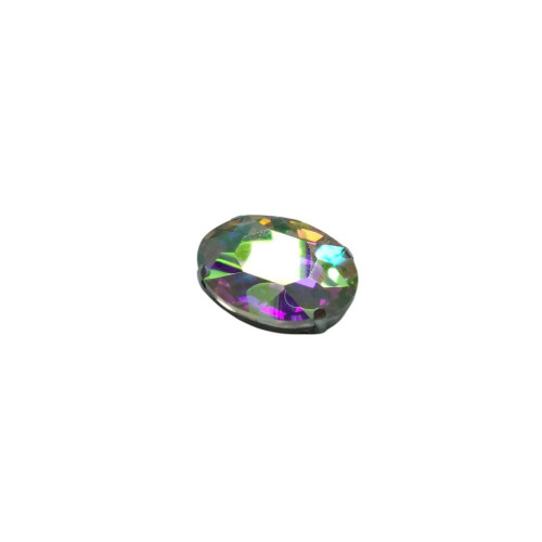 Oval glass rhinestones for sewing in a metal frame 25×18 mm transparent 1 pc.