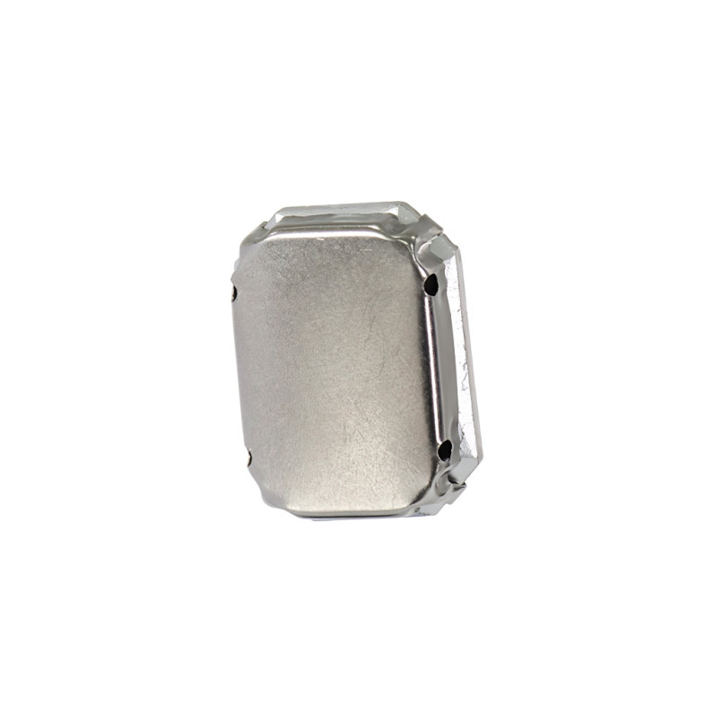 Rectangular glass rhinestones for sewing in a metal frame 25×18 mm transparent iridescent 1 pc
