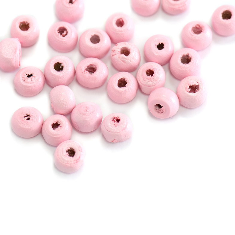 Wooden bead 6 mm pink 1 pc.