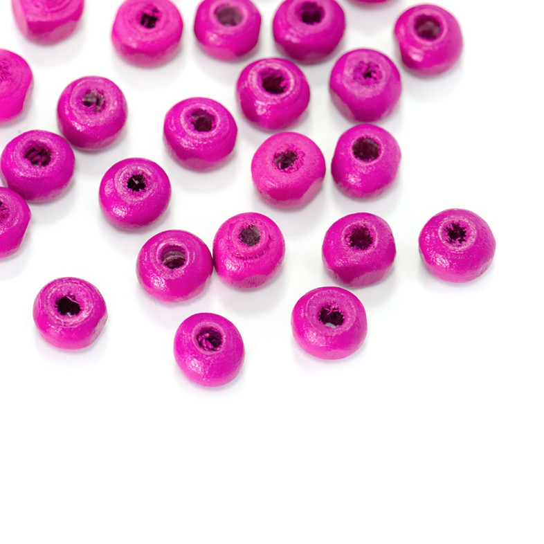 Wooden bead 6 mm fuchsia 1 pc.