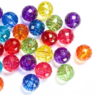 Koralik plastikowy kryształ 22 mm okrągły fasetowany żółty 1 szt