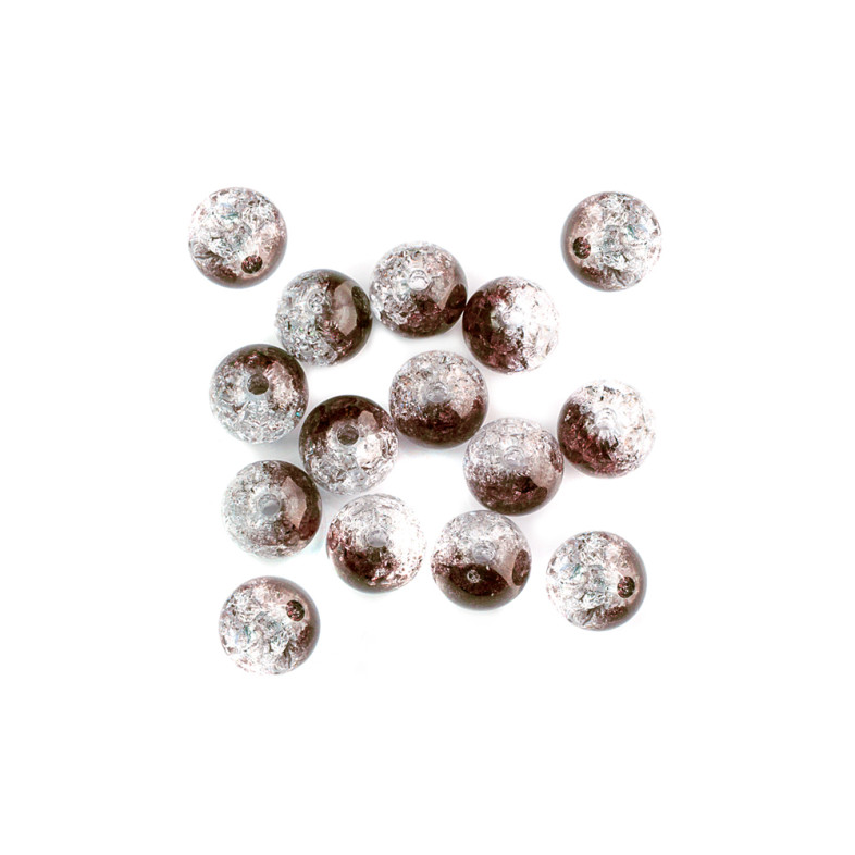 Koralik plastikowy 14 mm przezroczysty brązowy z spękaniami 1 szt