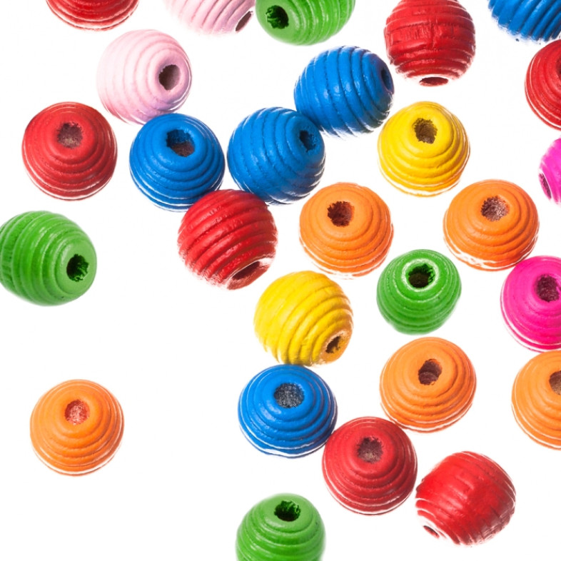 Koralik drewniany 14 mm fuksja 1 szt