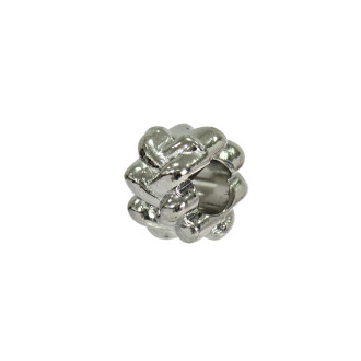 Metallic bead charm silver 1 pc.