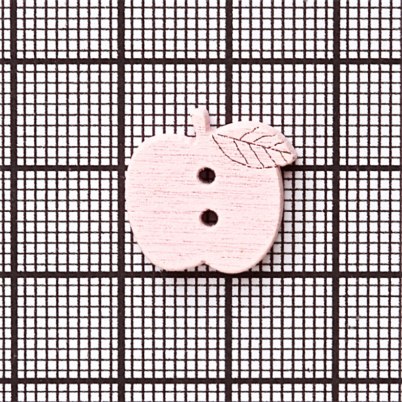 Wooden button Apple pink 1 pc.