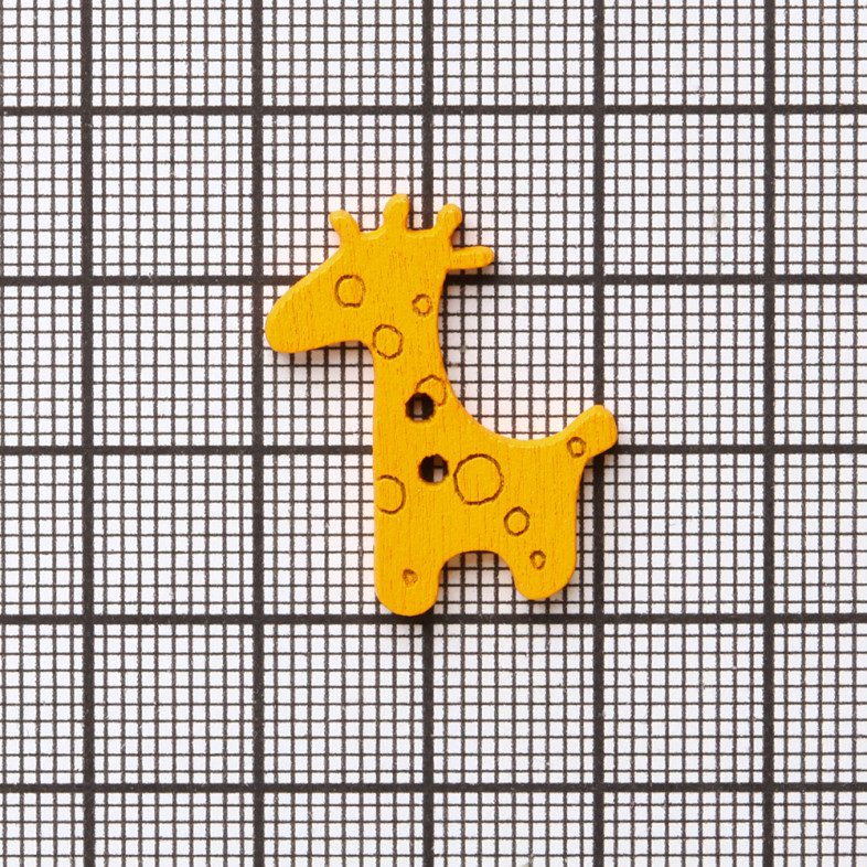 Wooden button Giraffe orange 1 pc.