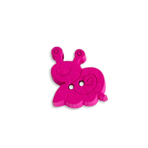 Wooden button Snail fuchsia 1 pc.
