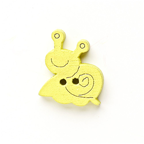 Wooden button Snail yellow 1 pc.