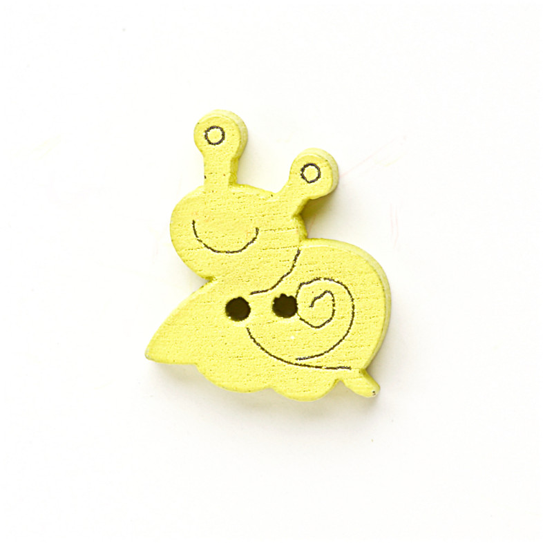 Wooden button Snail yellow 1 pc.