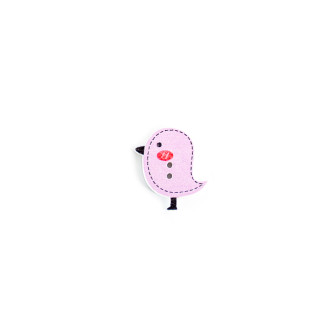 Wooden button Bird purple 1 pc.