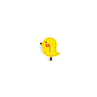 Wooden button Bird yellow 1 pc.