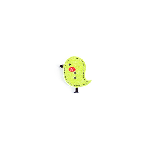 Wooden button Bird green 1 pc.