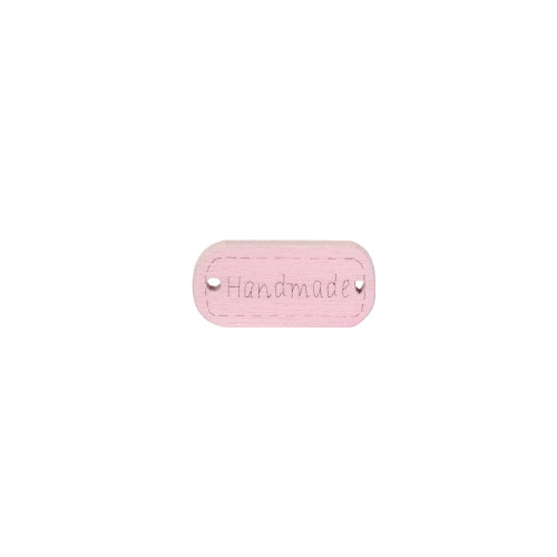 Wooden bead with two holes Handmade 22×10 mm pink 1 pc