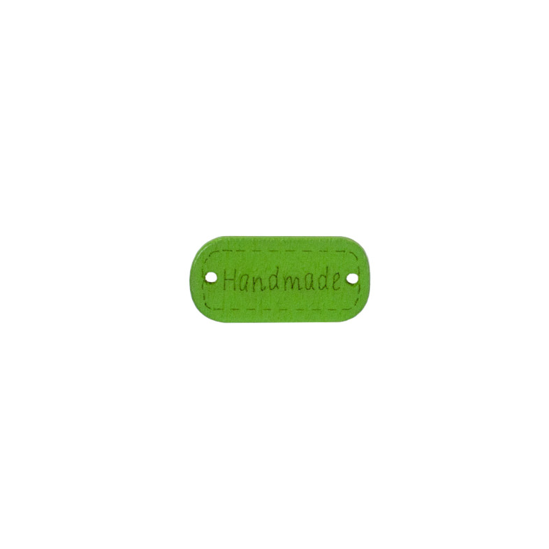 Wooden bead with two holes Handmade 22×10 mm green 1 pc