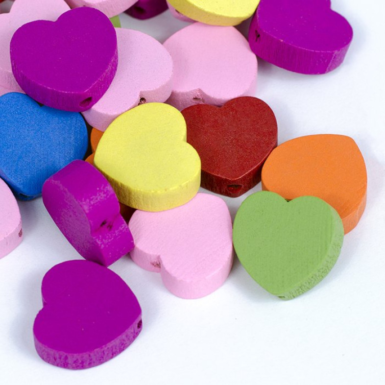 Wooden bead 18×6 mm Heart blue 1 pc.