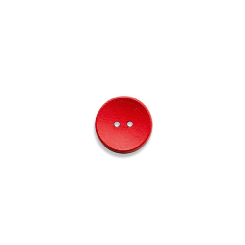 Wooden round button, red, 1 pc.