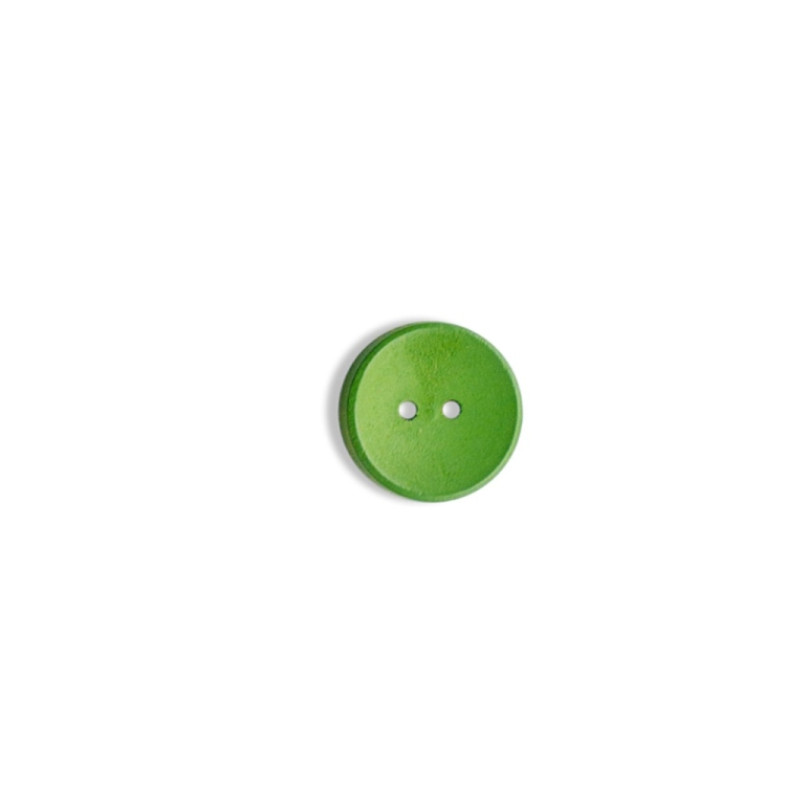 Wooden round button, green, 1 pc.