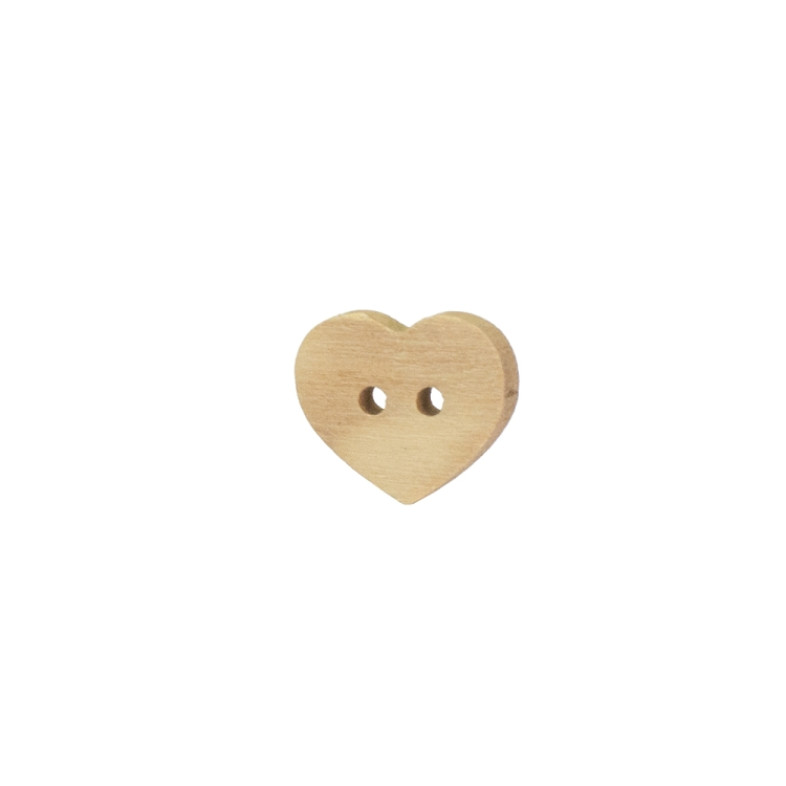 Wooden button Heart beige 1 pc.