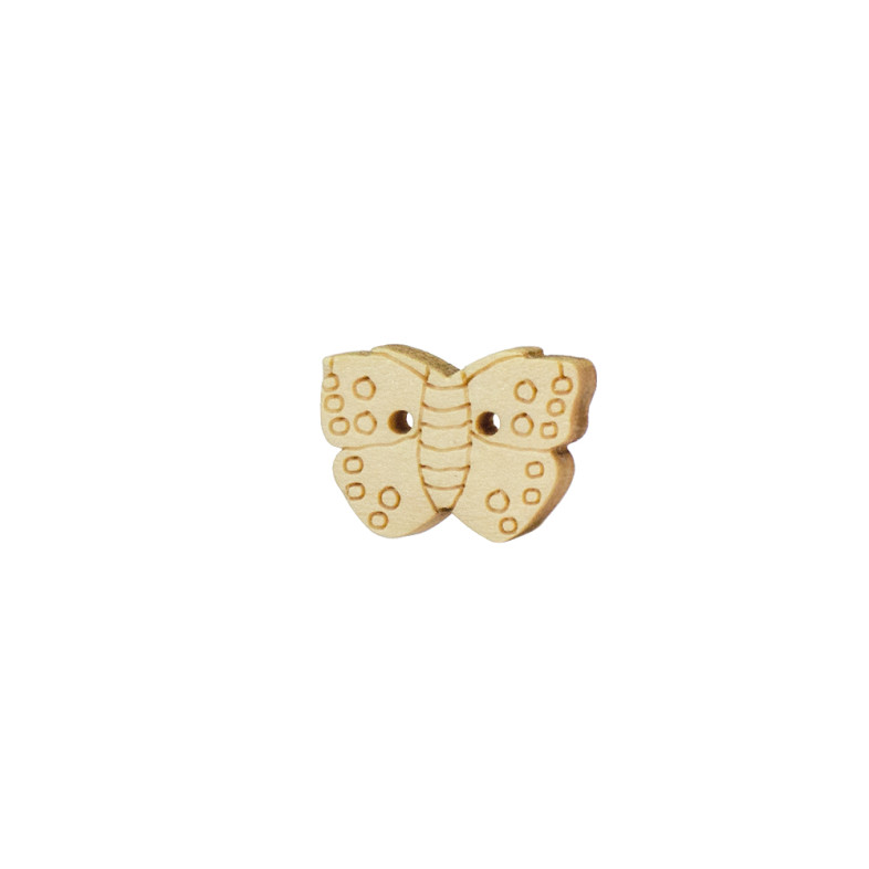 Wooden button Butterfly beige 1 pc.