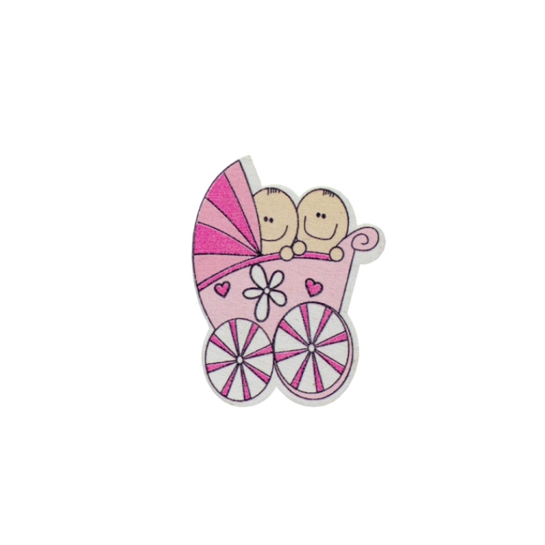 Wooden glue element Baby stroller pink 1 pc.
