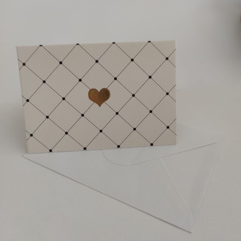 Postcard with envelope 90×65 mm Heart 1 pc.