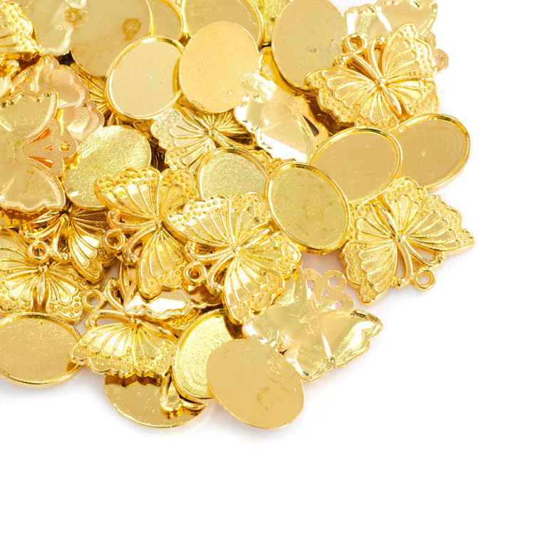 Base for gluing stones and cabochons 15×11 mm gold 1 pc.