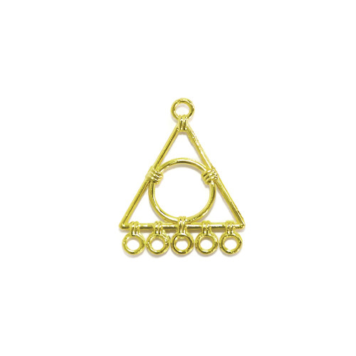 Metal connector 25×23 mm rounded triangle shape with five holes gold 1 pc