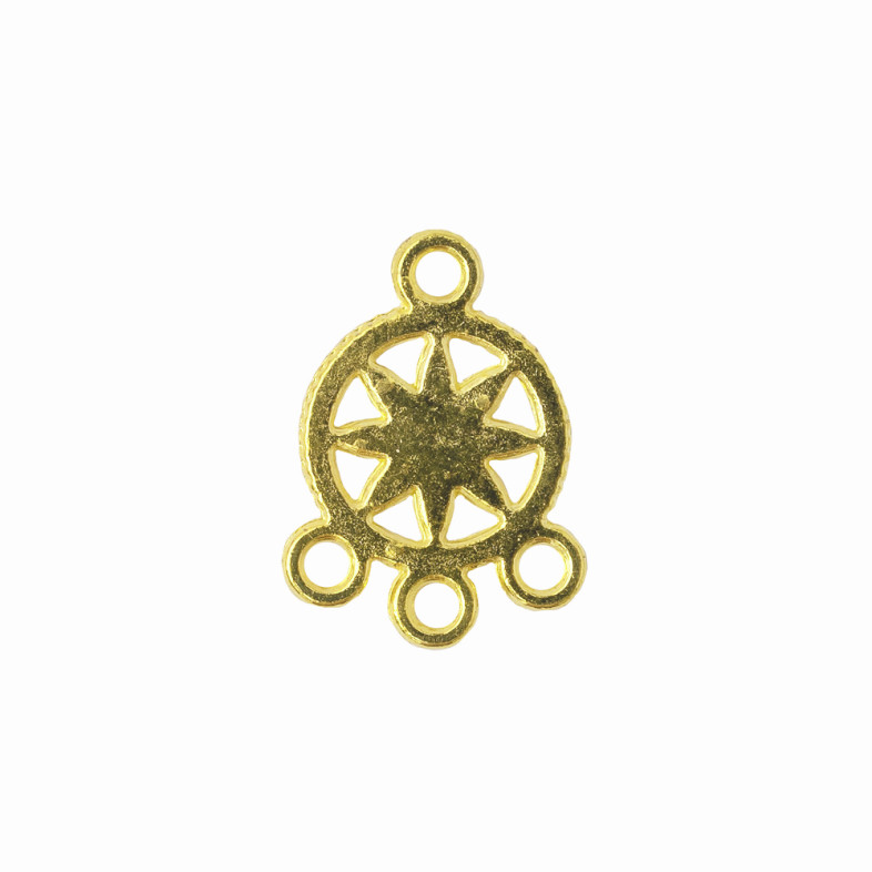 Metal connector 18×13 mm with three holes Star gold 1 pc.