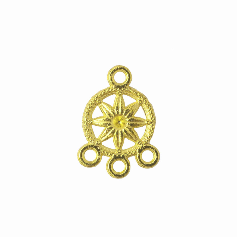 Metal connector 18×13 mm with three holes Star gold 1 pc.