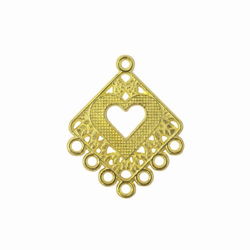 Metal connector 30×25 mm with seven holes, gold, 1 pc.