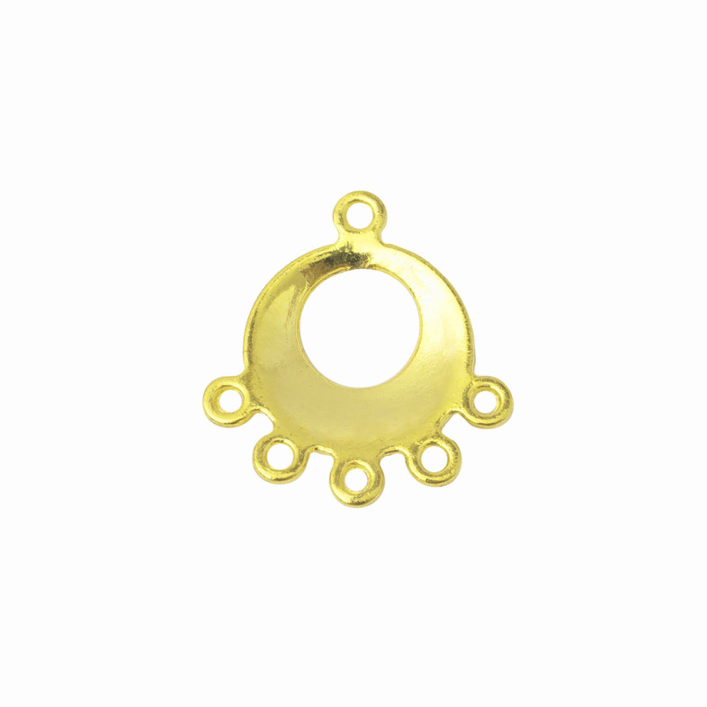 Metal connector 26×23 mm with five holes Circle gold 1 pc.