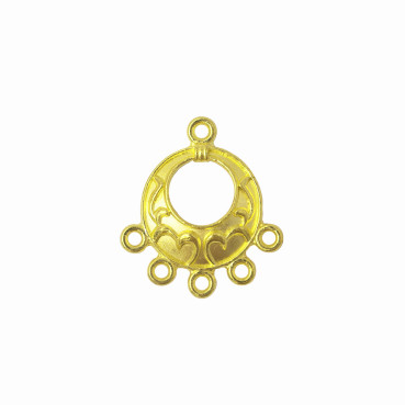 Metal connector 26×23 mm with five holes Circle gold 1 pc.