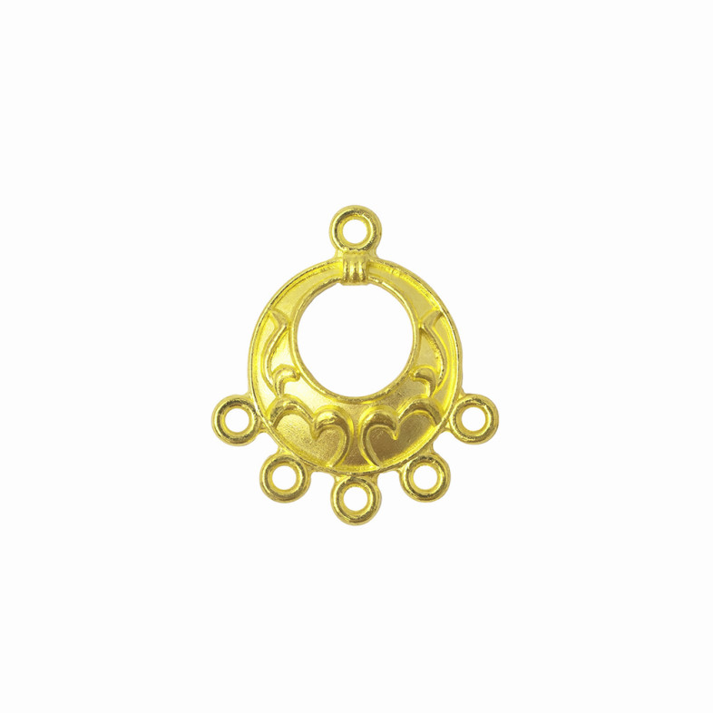 Metal connector 26×23 mm with five holes Circle gold 1 pc.