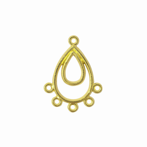 Metal connector 33×25 mm with five holes Drop gold 1 pc.