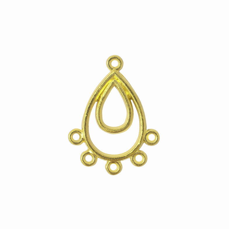 Metal connector 33×25 mm with five holes Drop gold 1 pc.