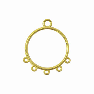 Łącznik metalowy 30x25 cm z pięcioma otworami Kółko w kolorze złotym 1 szt