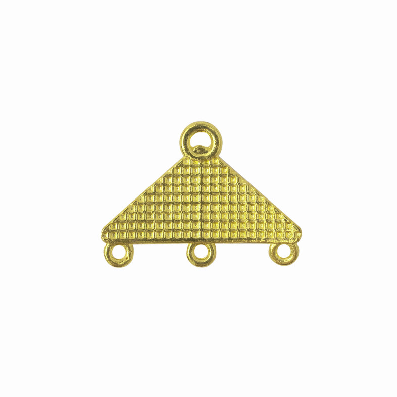 Metal connector 20×27 mm with three holes Triangle gold 1 pc.