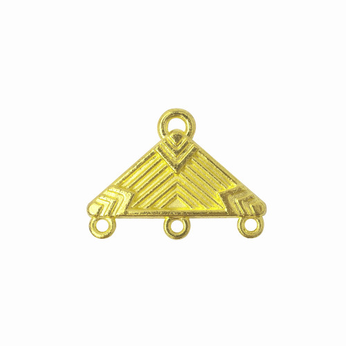 Metal connector 20×27 mm with three holes Triangle gold 1 pc.