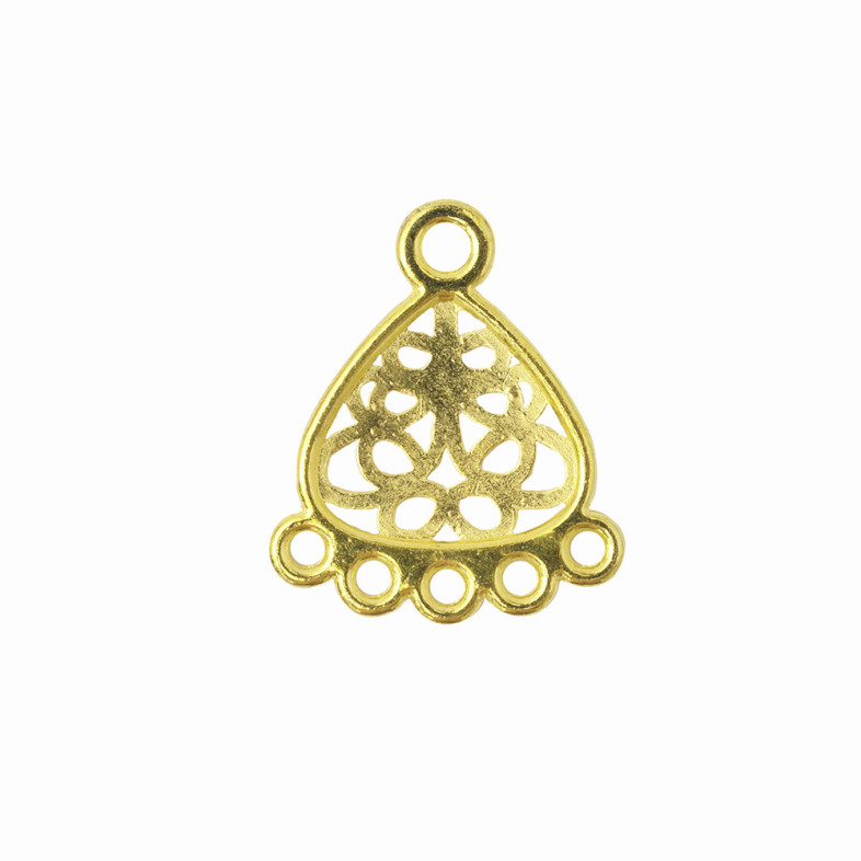 Metal connector 22×18 mm with five holes, gold, 1 pc.