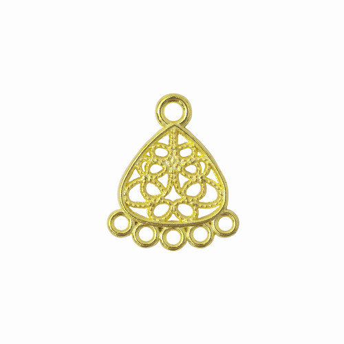 Metal connector 22×18 mm with five holes, gold, 1 pc.