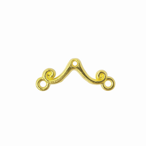 Metal connector 25×10 mm with two holes, gold, 1 pc.