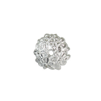 Half-sphere holder Flower 10 mm silver 1 pc.