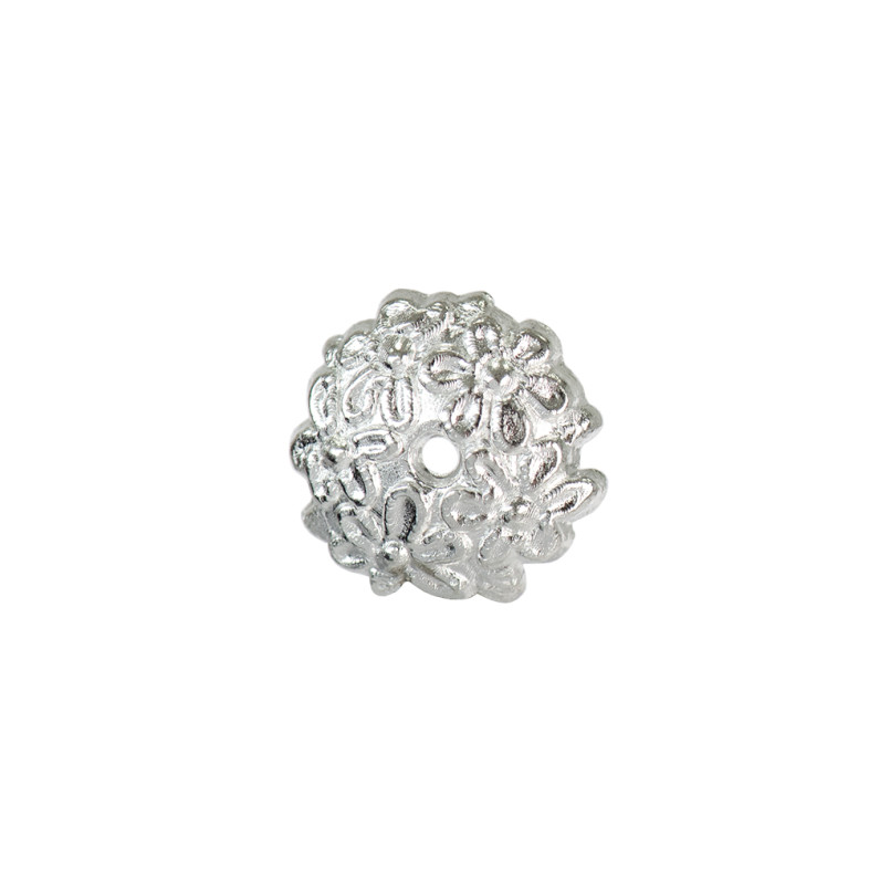 Half-sphere holder Flower 10 mm silver 1 pc.