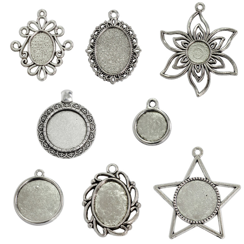 Base for gluing stones and cabochons 12×12 mm silver 1 pc.