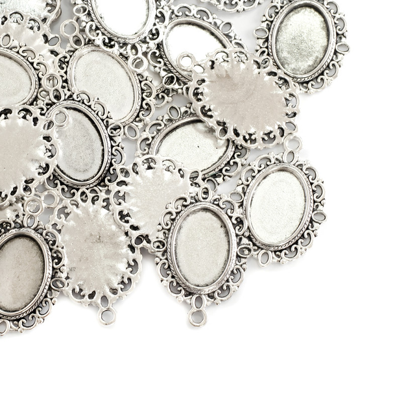 Base for gluing stones and cabochons 26×22 mm silver 1 pc.