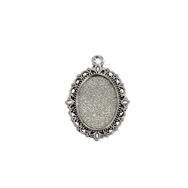 Base for gluing stones and cabochons 26×22 mm silver 1 pc.