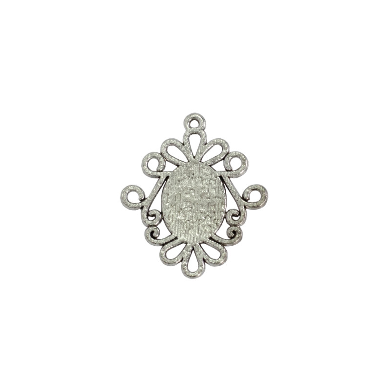 Base for gluing stones and cabochons 28×26 mm silver 1 pc
