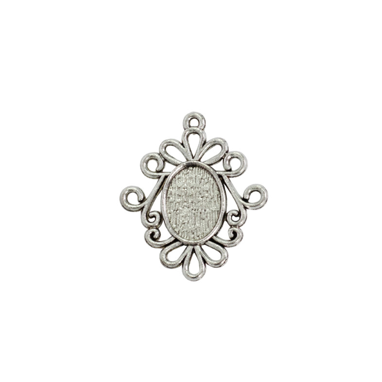 Base for gluing stones and cabochons 28×26 mm silver 1 pc