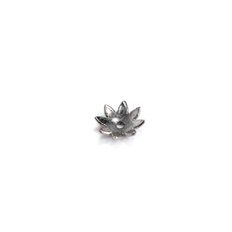Half-sphere holder Flower 14 mm 8-petal dark steel 1 pc.