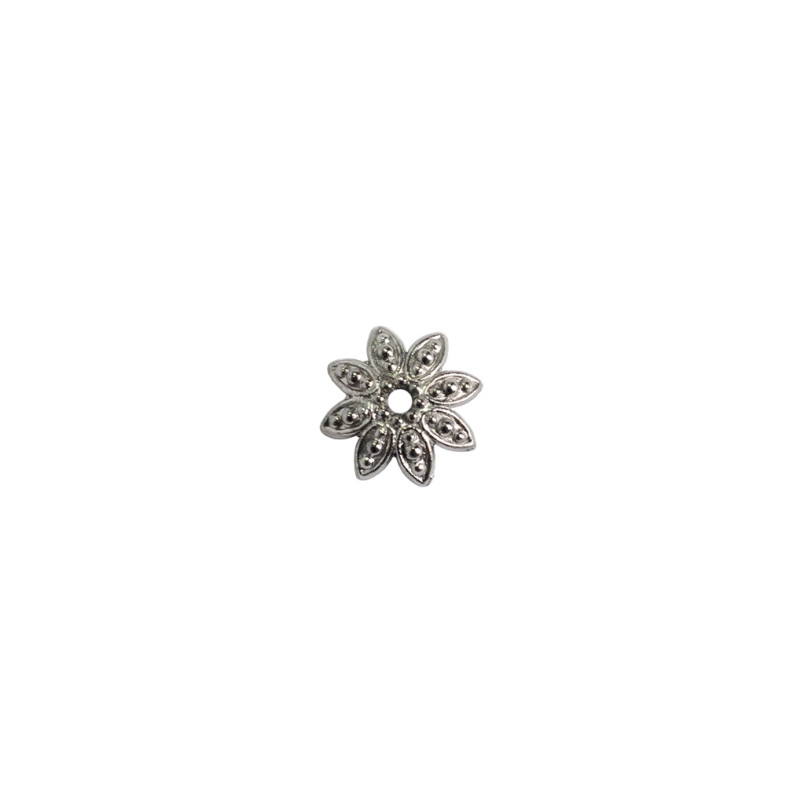 Half-sphere holder Flower 14 mm 8-petal dark steel 1 pc.